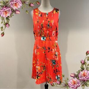 Liz Claiborne Floral Pleated Sleeveless fit and flare mini Dress size 12‎ P